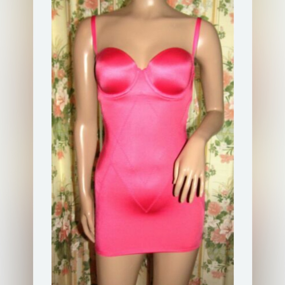 Victoria’s Secret Vibrant Pink Bustier top, satin dress Shapewear